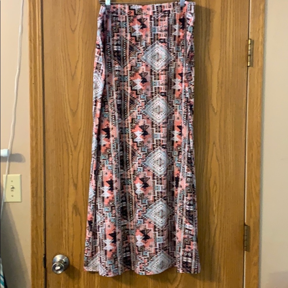 Just Be Pink and Black Patterned Maxi Skirt